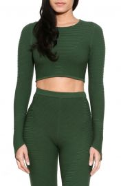 Rib Crop Long Sleeve Top at Nordstrom